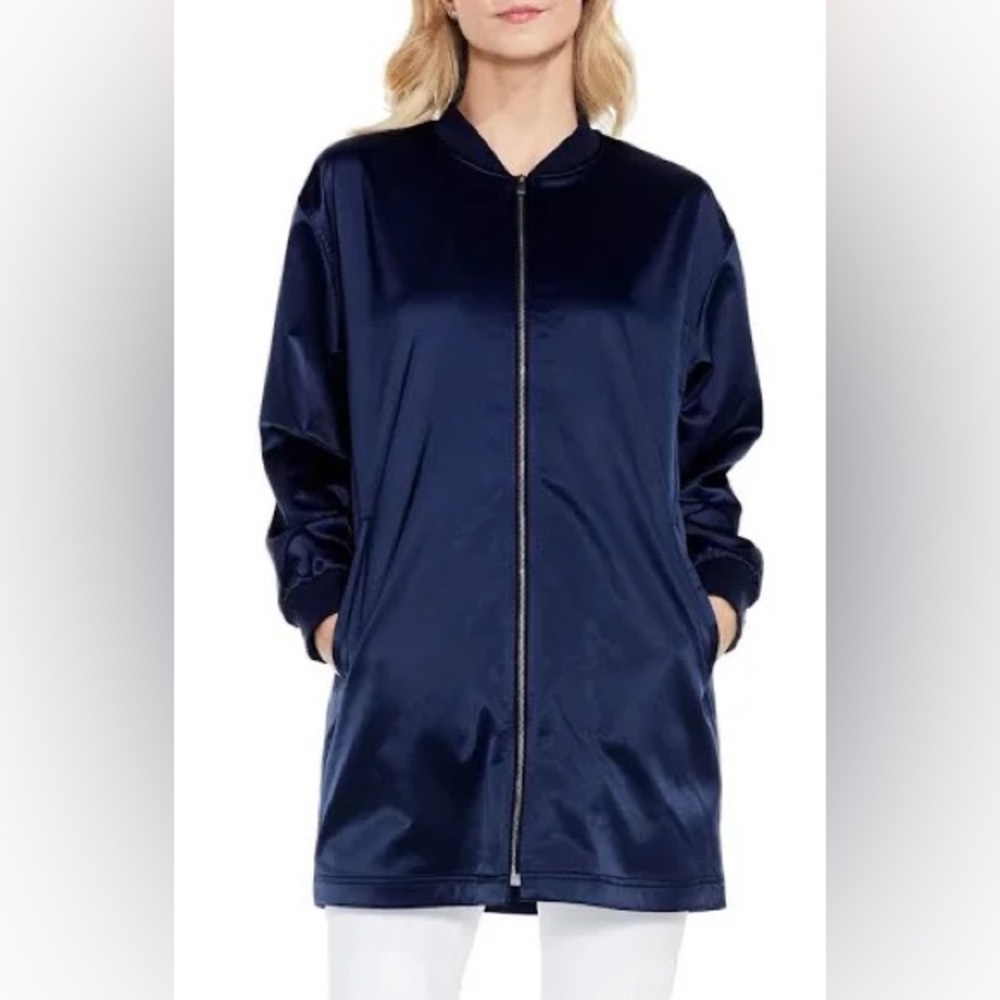🌸TWO BY VINCE CAMUTO🌸 Preloved Womens Navy Bomber Jacket Plus Size:1X